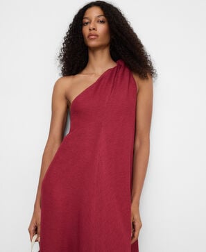 Asymmetric neckline long dress
