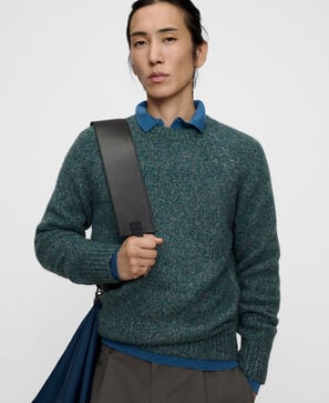 Melange knit raglan sleeve sweater