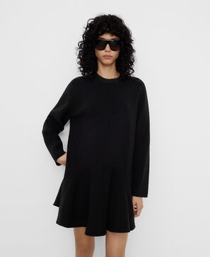 Short knit dress with ruffle detail