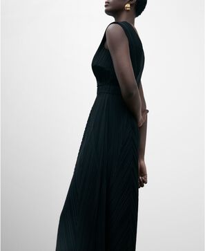 Black crinkle stitched jumpsuit woman