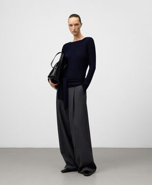 Merino wool ribbed sweater woman