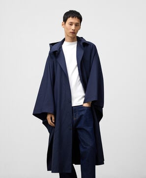 Oversize embroidered cape with hood man