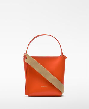 Mala cesta quadrada assimétrica Mica em pele