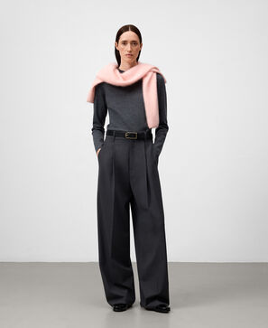 Asymmetrical neckline knit sweater woman