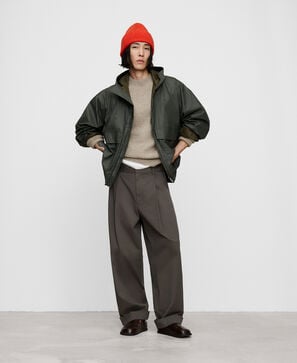 Cotton hooded short parka