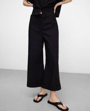 Cotton trousers with lace trim