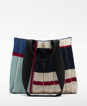 Printed pleated maxi shopper bag woman