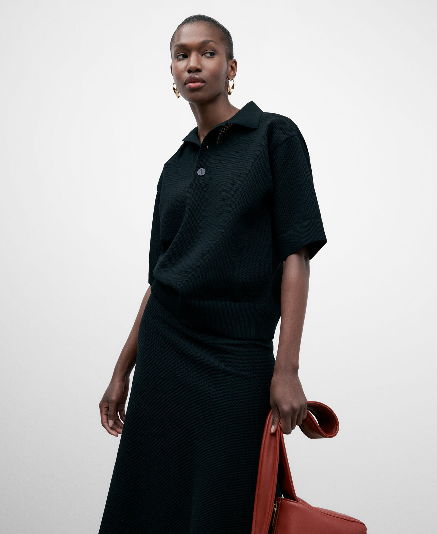 Black polyester deals polo