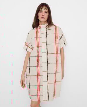 Irregular check seersucker dress
