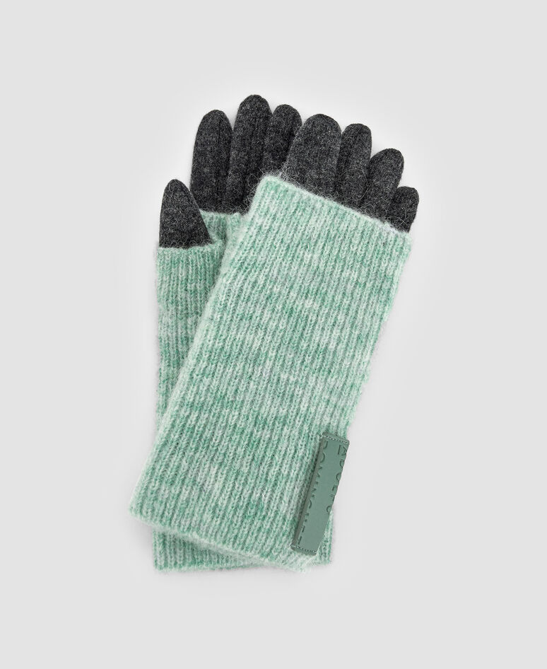 Two-tone wool knitted gloves
