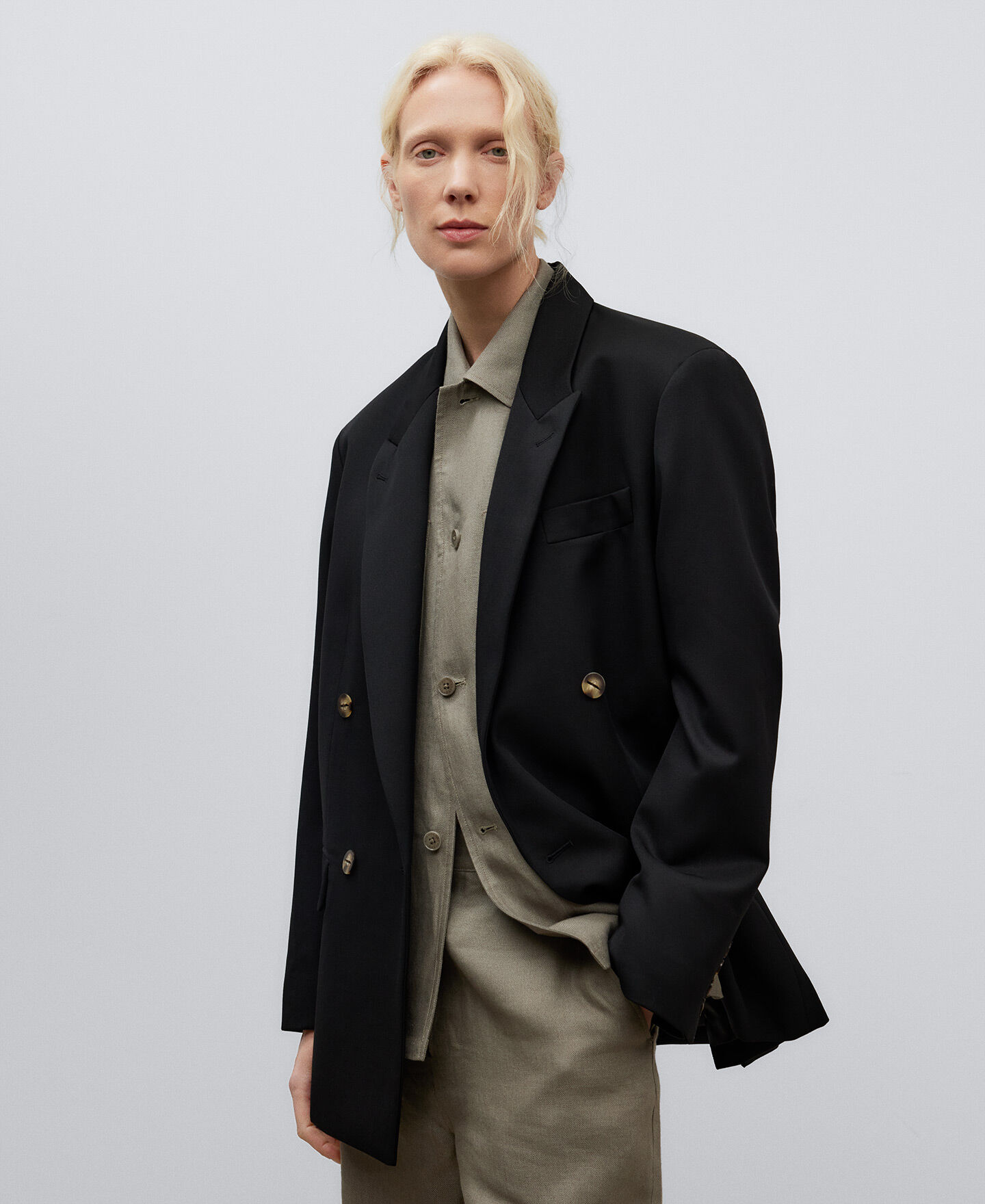 Blazer noir double boutonnage femme top