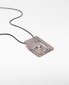Necklace with resin grid piece woman