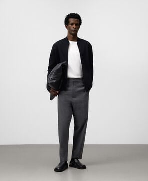 Bomber neck knit cardigan man