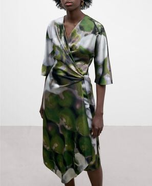 Double-breasted printed dress