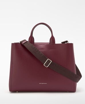 Mica leather horizontal shopper bag