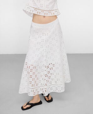 Poplin skirt with English embroidery