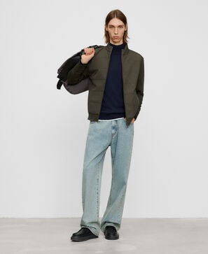 Nylon and knit padded jacket
