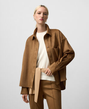 Faux suede overshirt woman