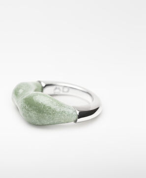 Resin and metal irregular ring woman