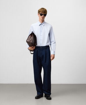 Camisa regular cuello italiano hombre