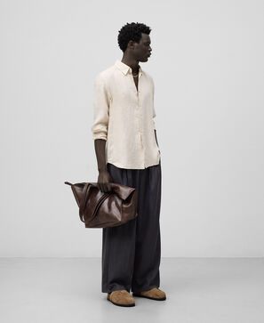 European linen lapel collar shirt man