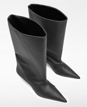 Botte à tige large en cuir pour femme