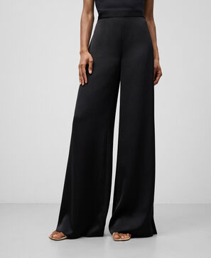 Wide leg satin trousers woman
