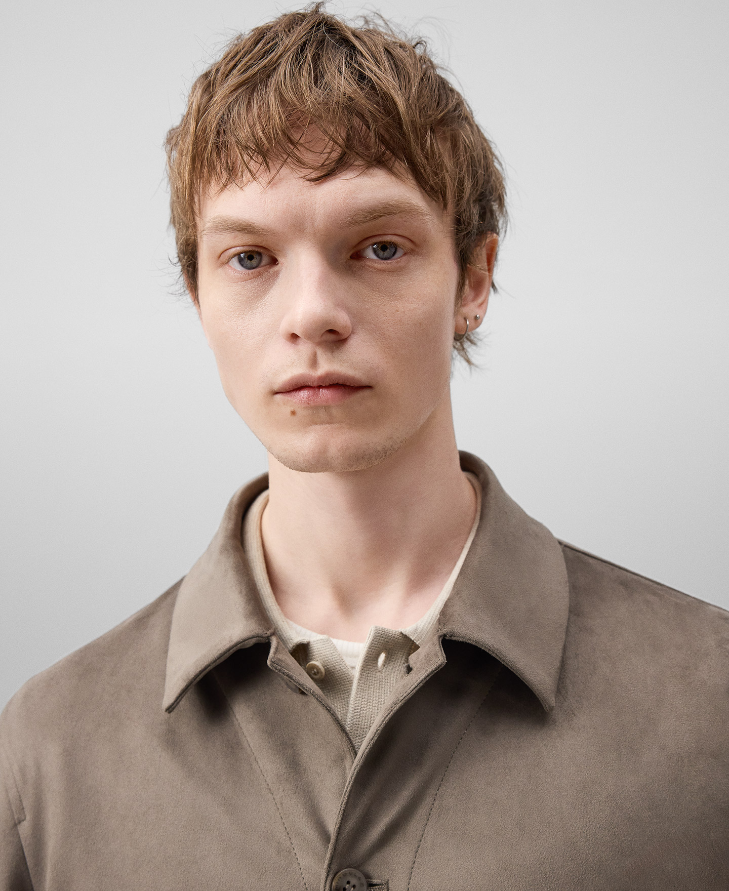 Faux suede overshirt man image number 3