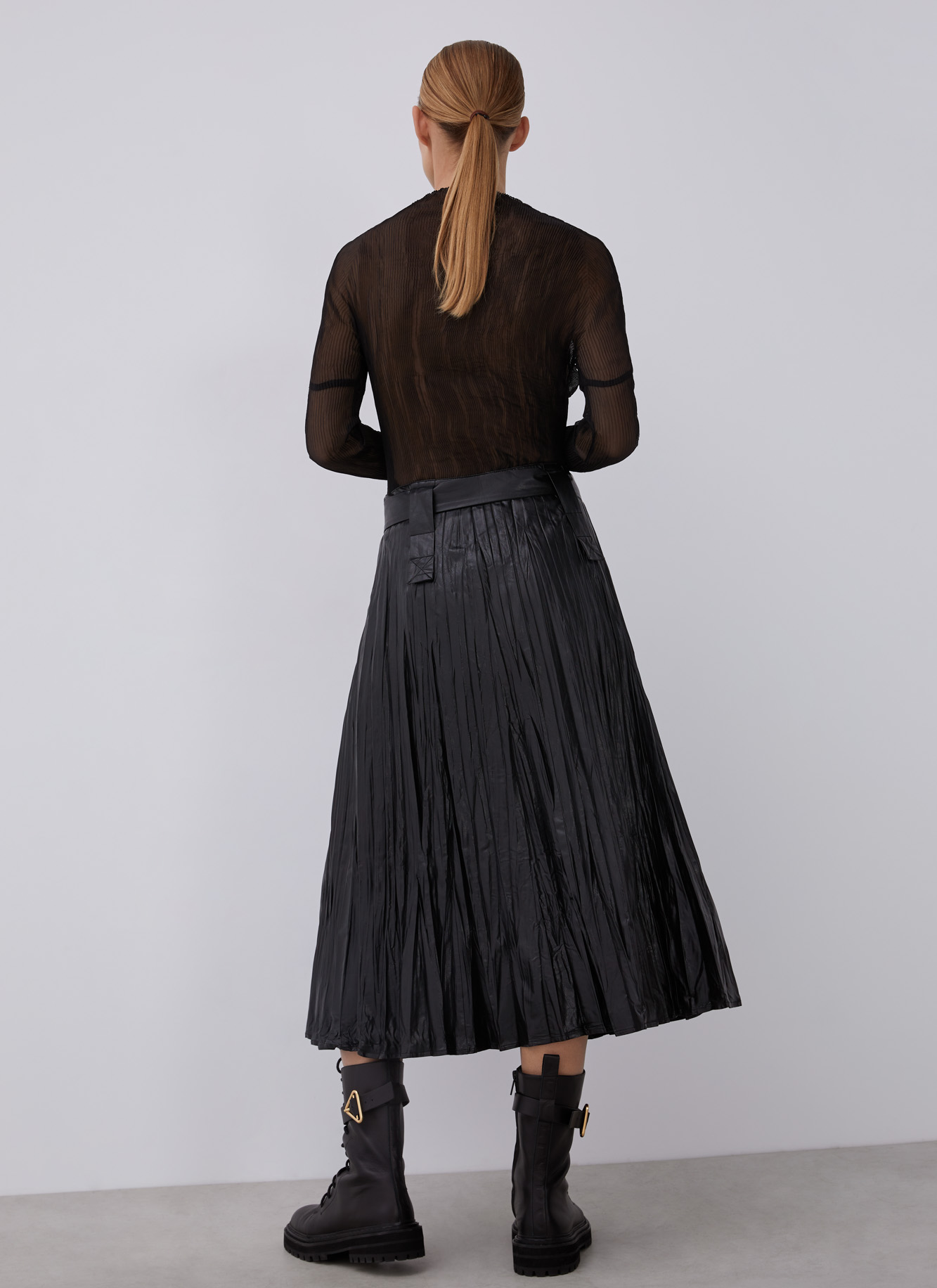 Falda midi en crinkle image number 1