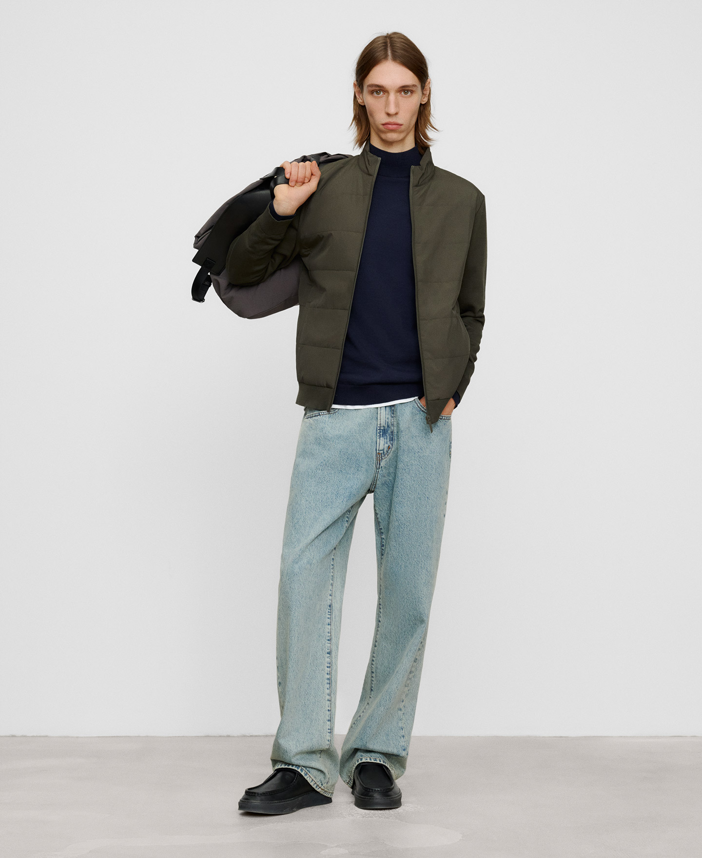 Nylon and knit padded jacket image number 1