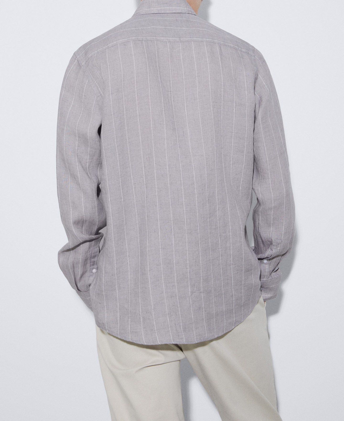 Camisa rayas en lino natural image number 2