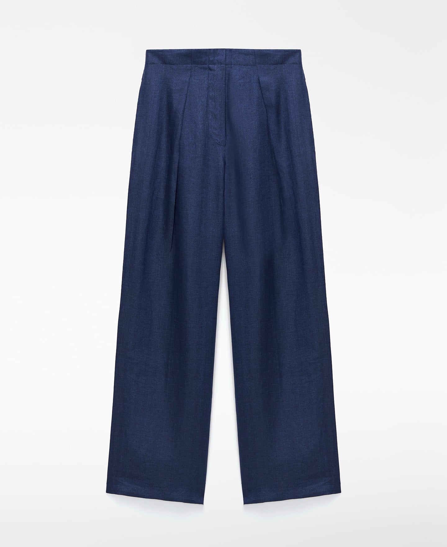 European linen pleated straight trousers image number 4