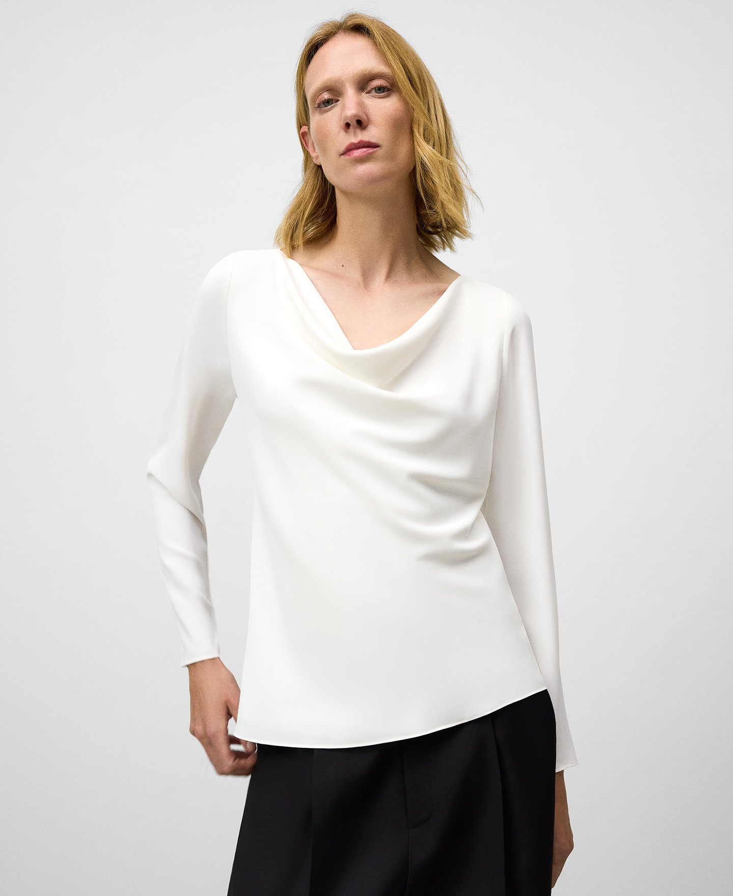 Draped collar top woman image number 0