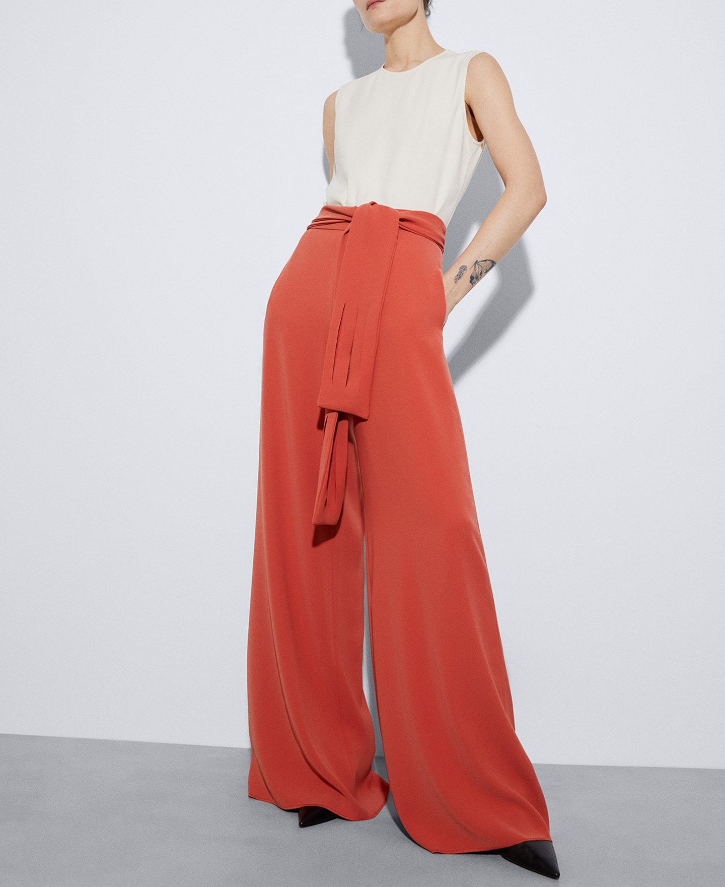 Palazzo trousers in recycled polyester image number 1