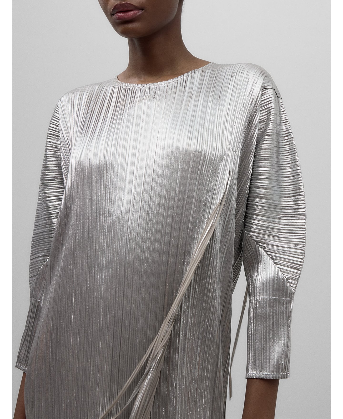 Silver crinkle dress woman image number 3