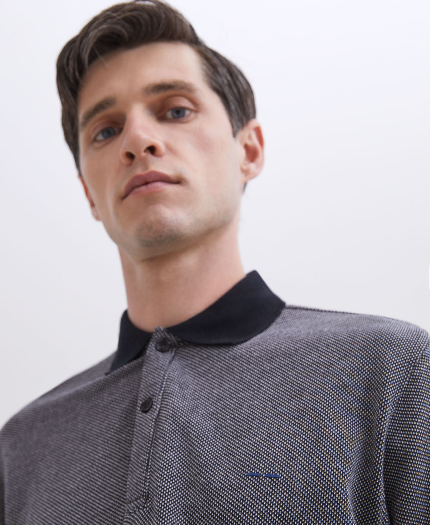 Blue polo shirt in cotton jersey image number 2