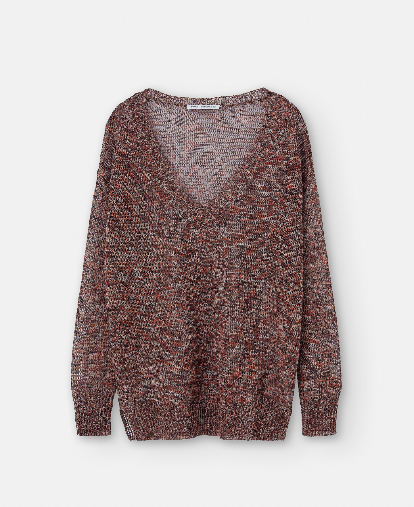 Jersey escote pico en lino image number 0