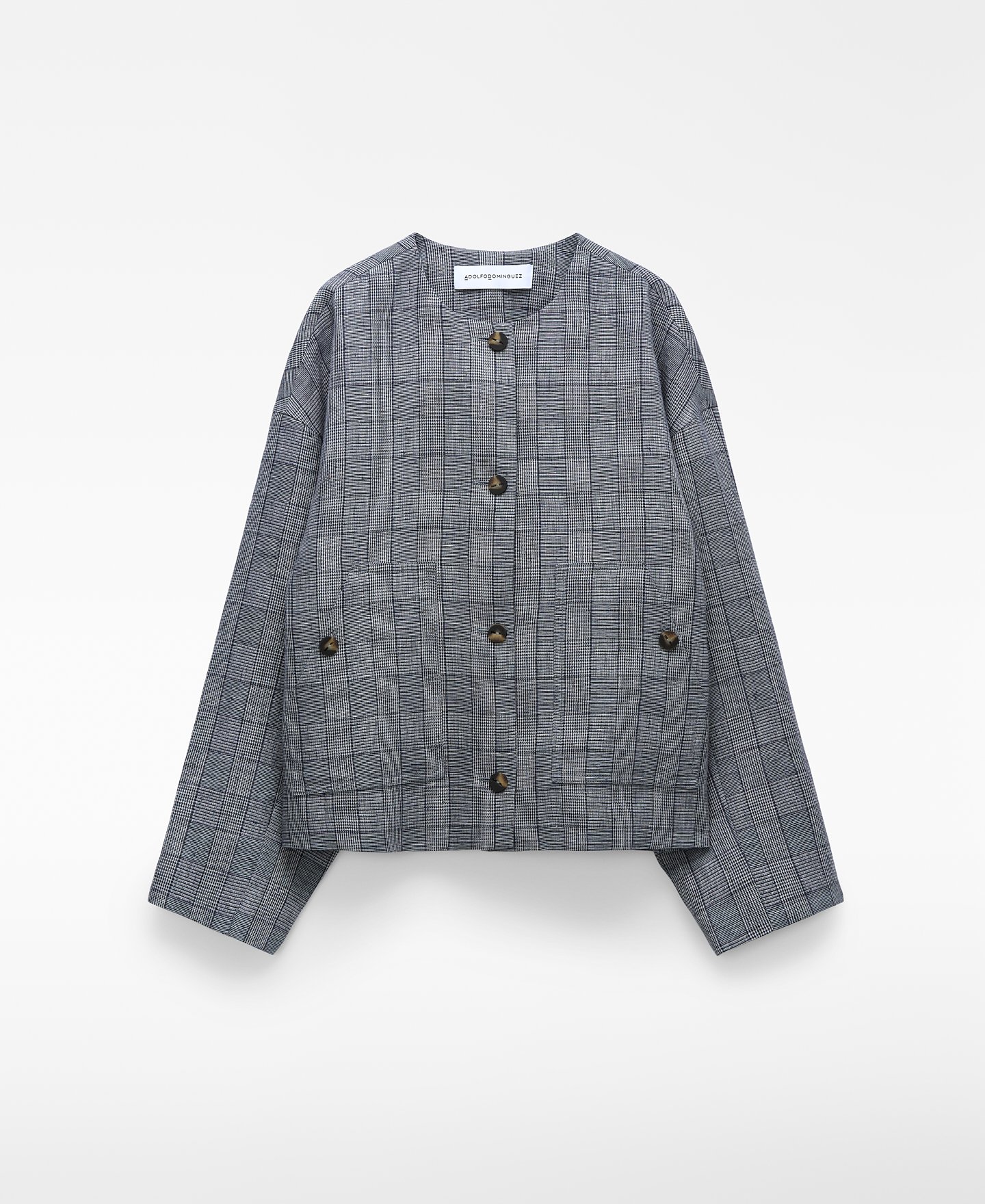 Linen checkered straight jacket image number 0
