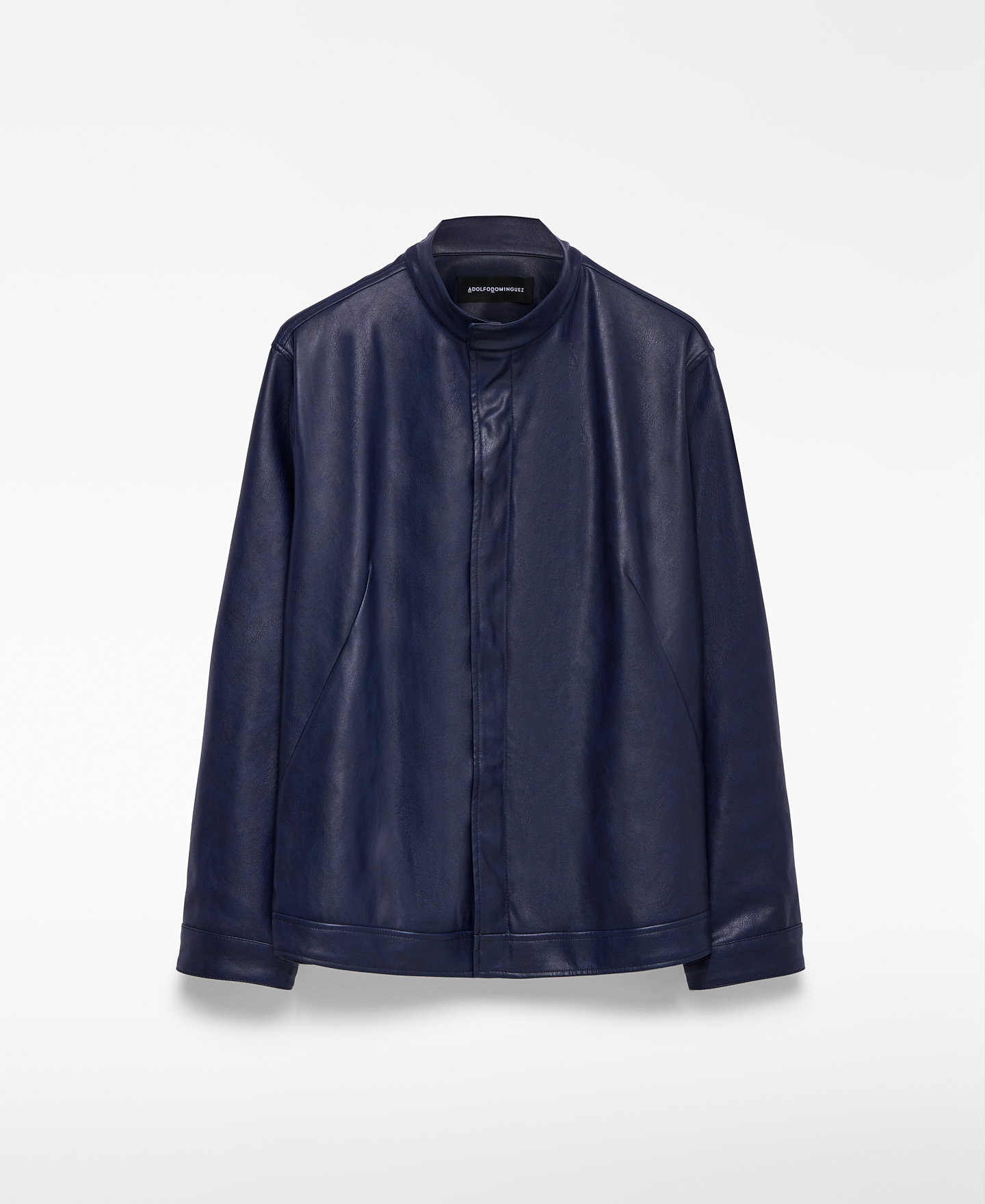 Chaqueta biker Piel no Piel azul hombre image number 4