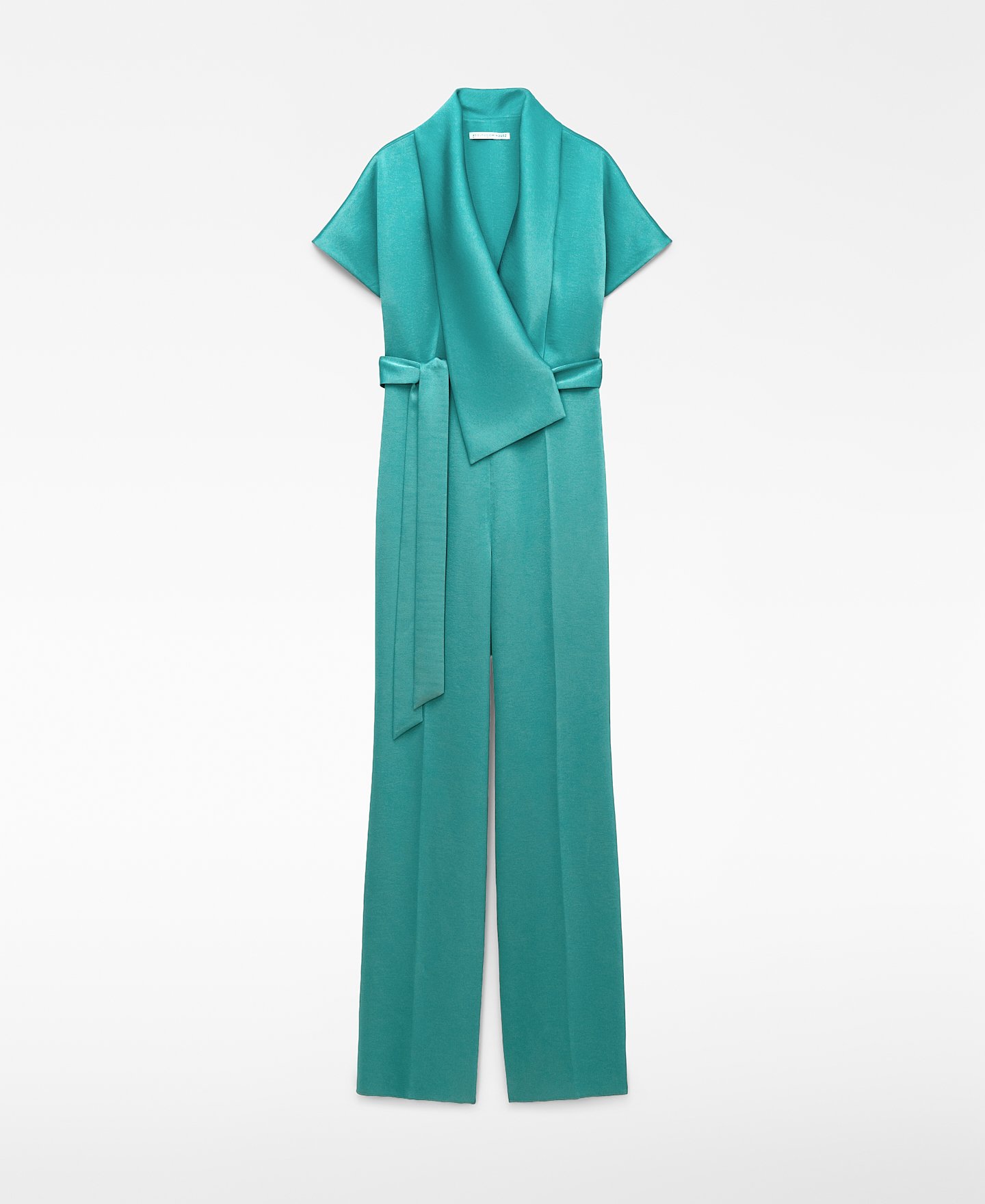 Asymmetric smoking collar jumpsuit image number 4