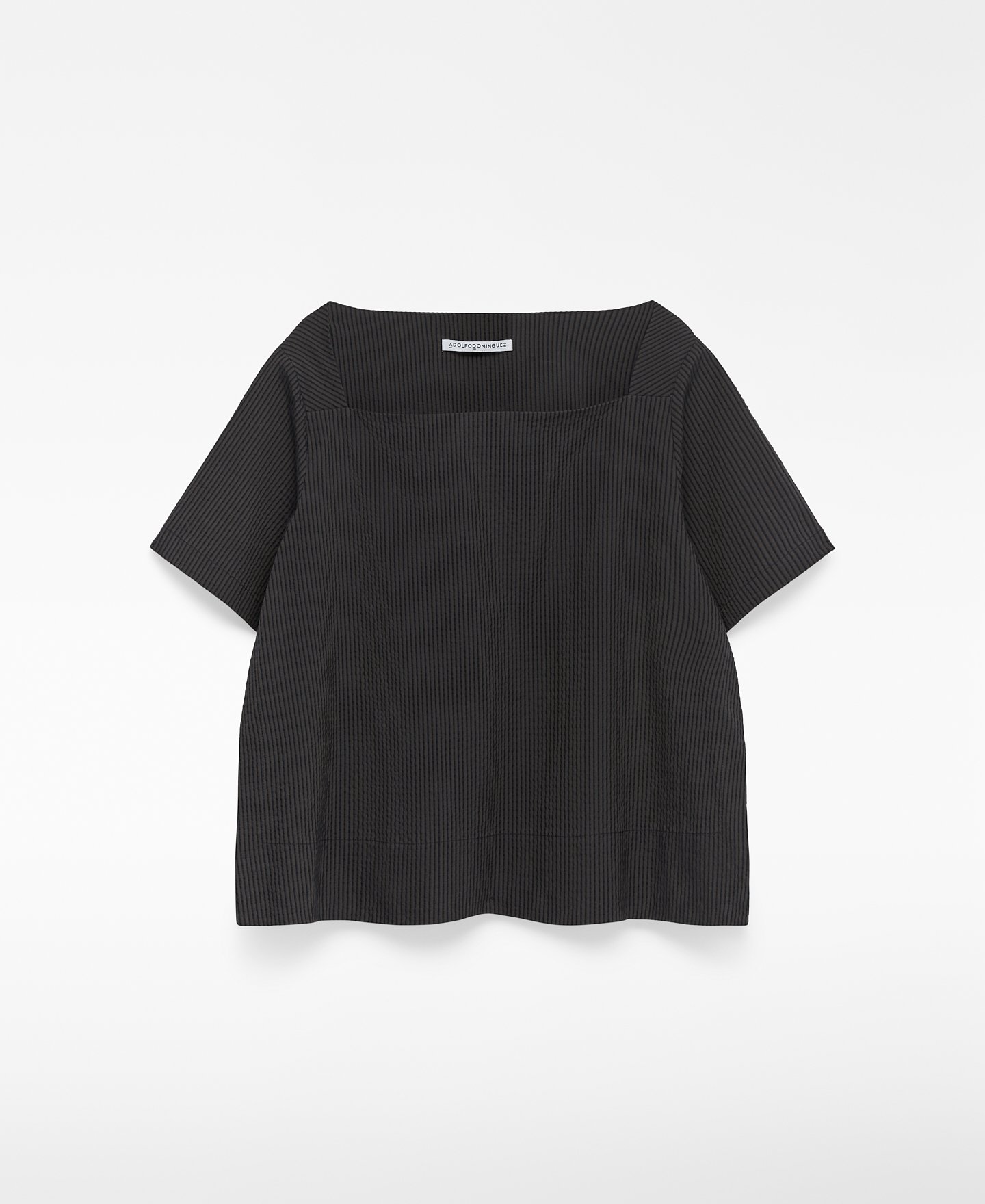 Relaxed fit striped fabric top woman image number 4