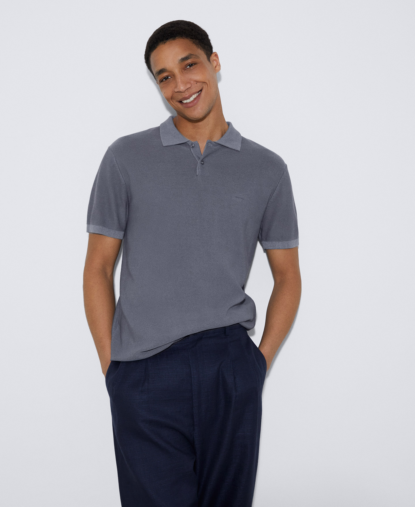 Cotton and viscose two button polo shirt image number 0