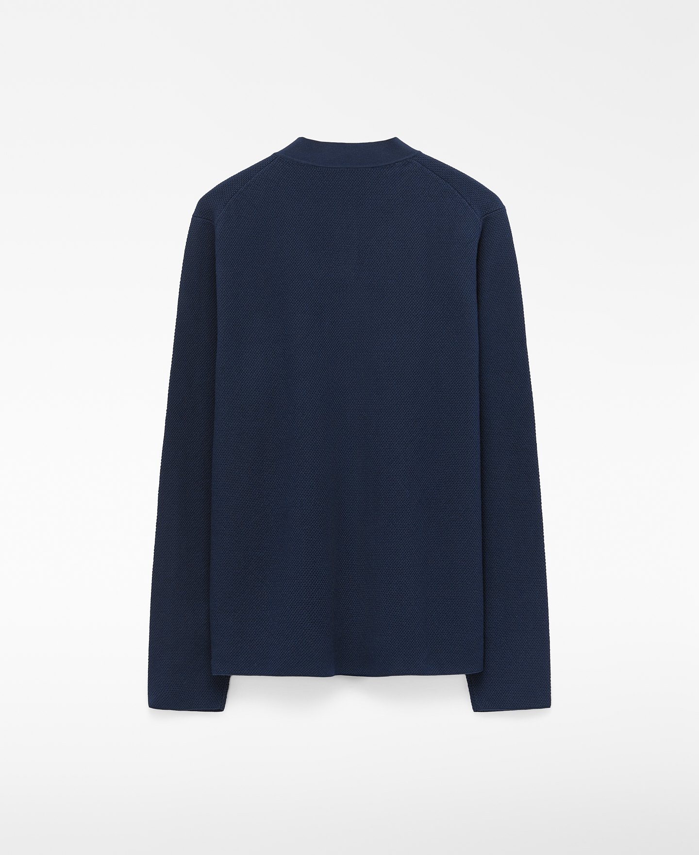 Bomber collar structured knit polo shirt image number 5