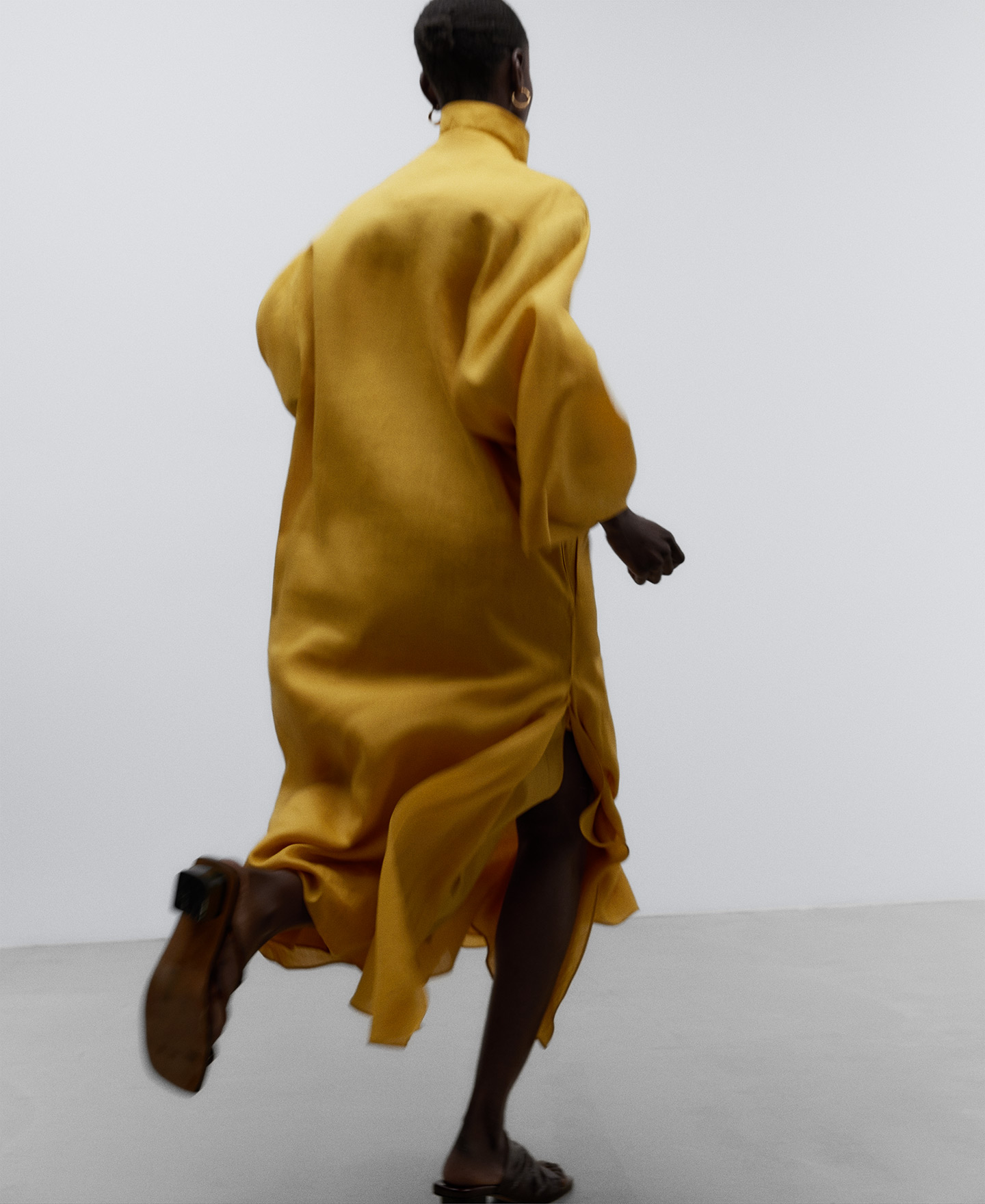 Yellow asymmetric dress woman image number 5