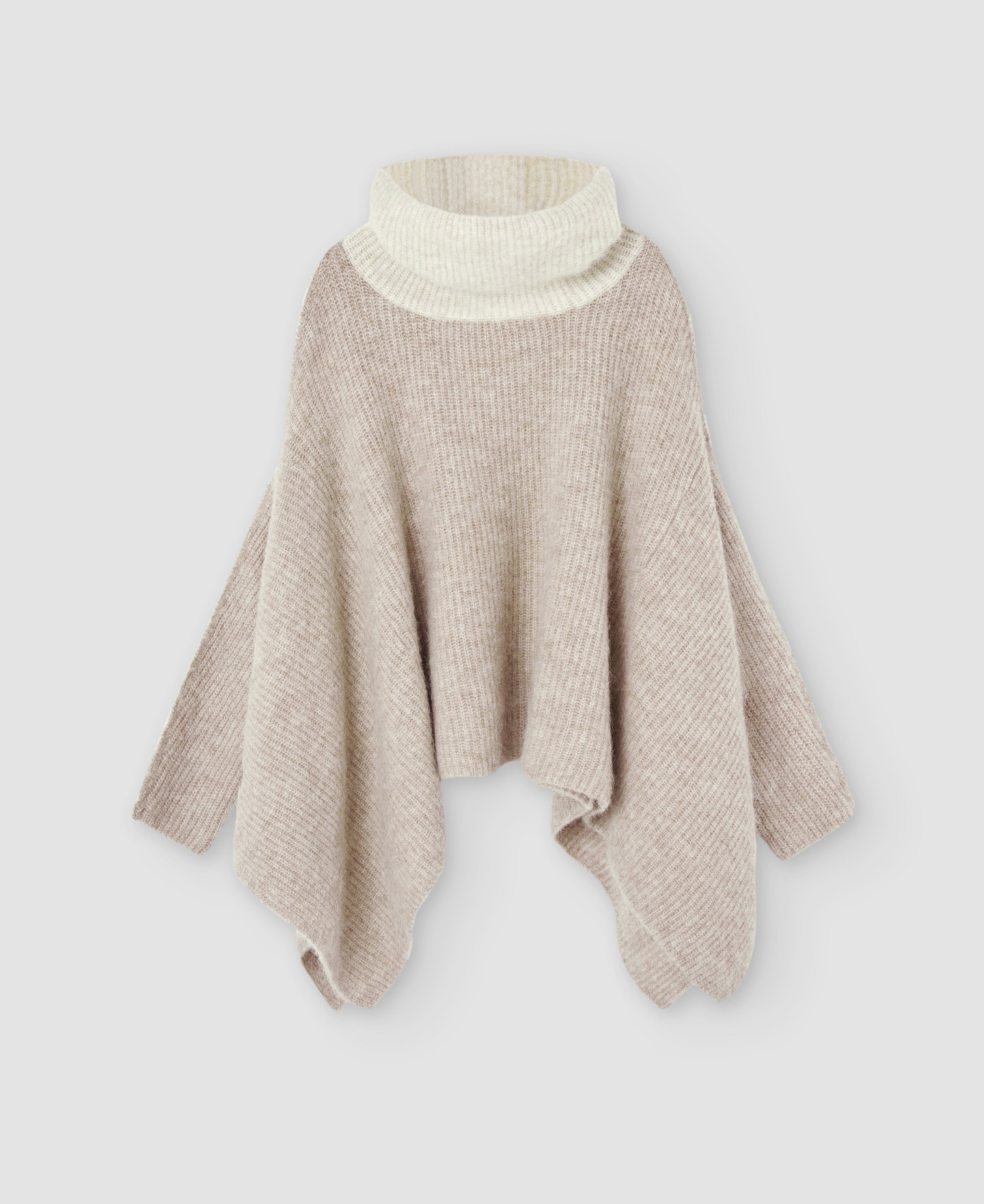 Wool and alpaca knitted cape sweater image number 4