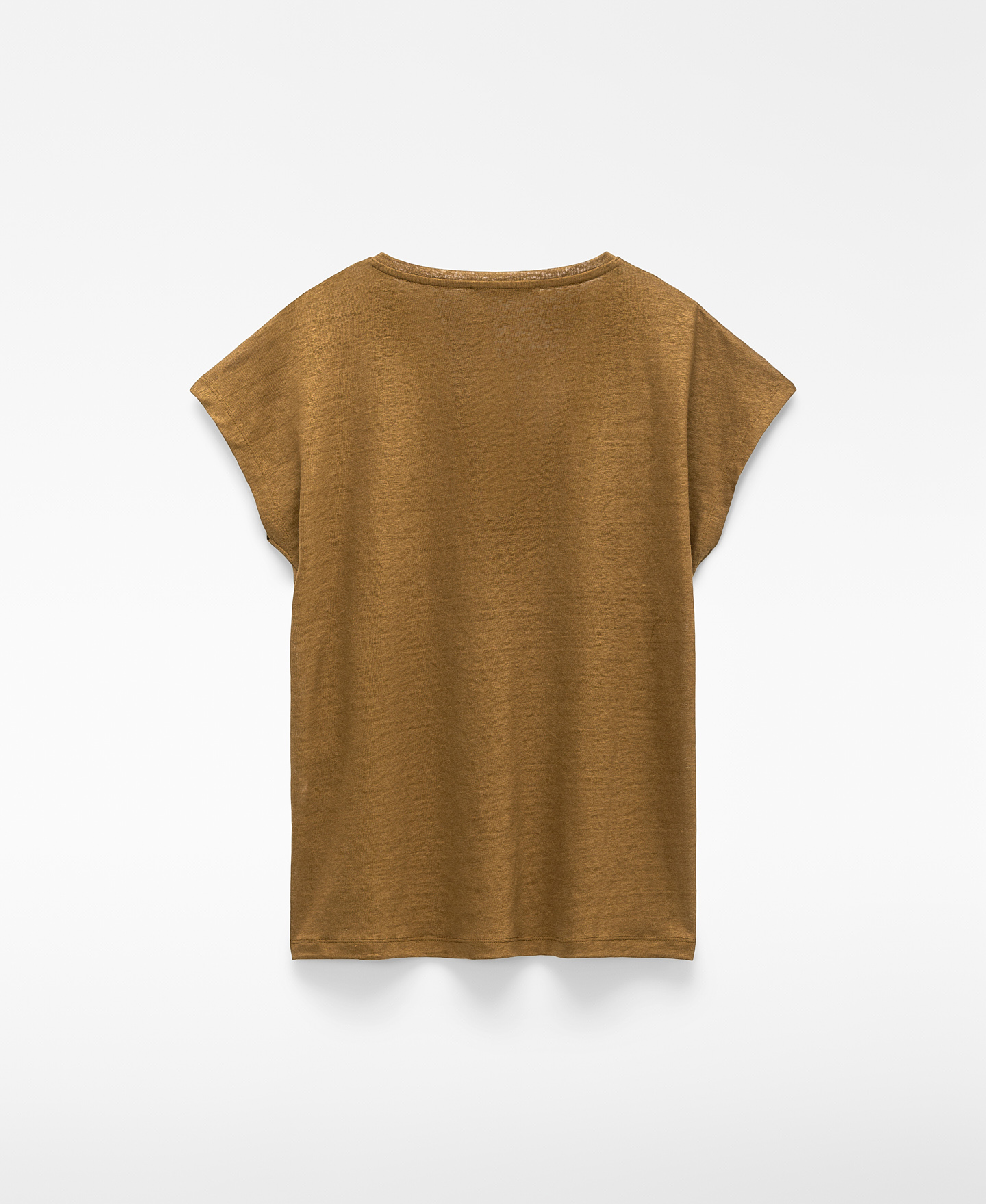 European linen V-neck straight T-shirt image number 5