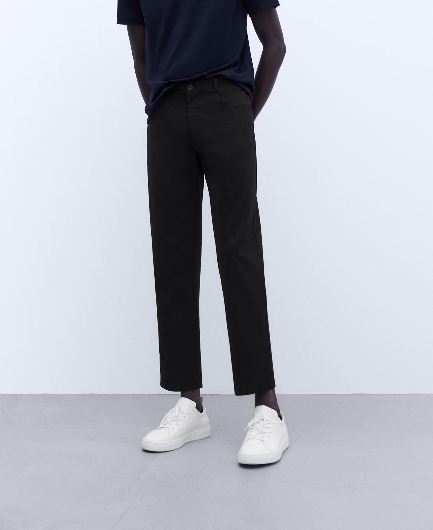 Cotton twill slim fit chino trousers image number 0