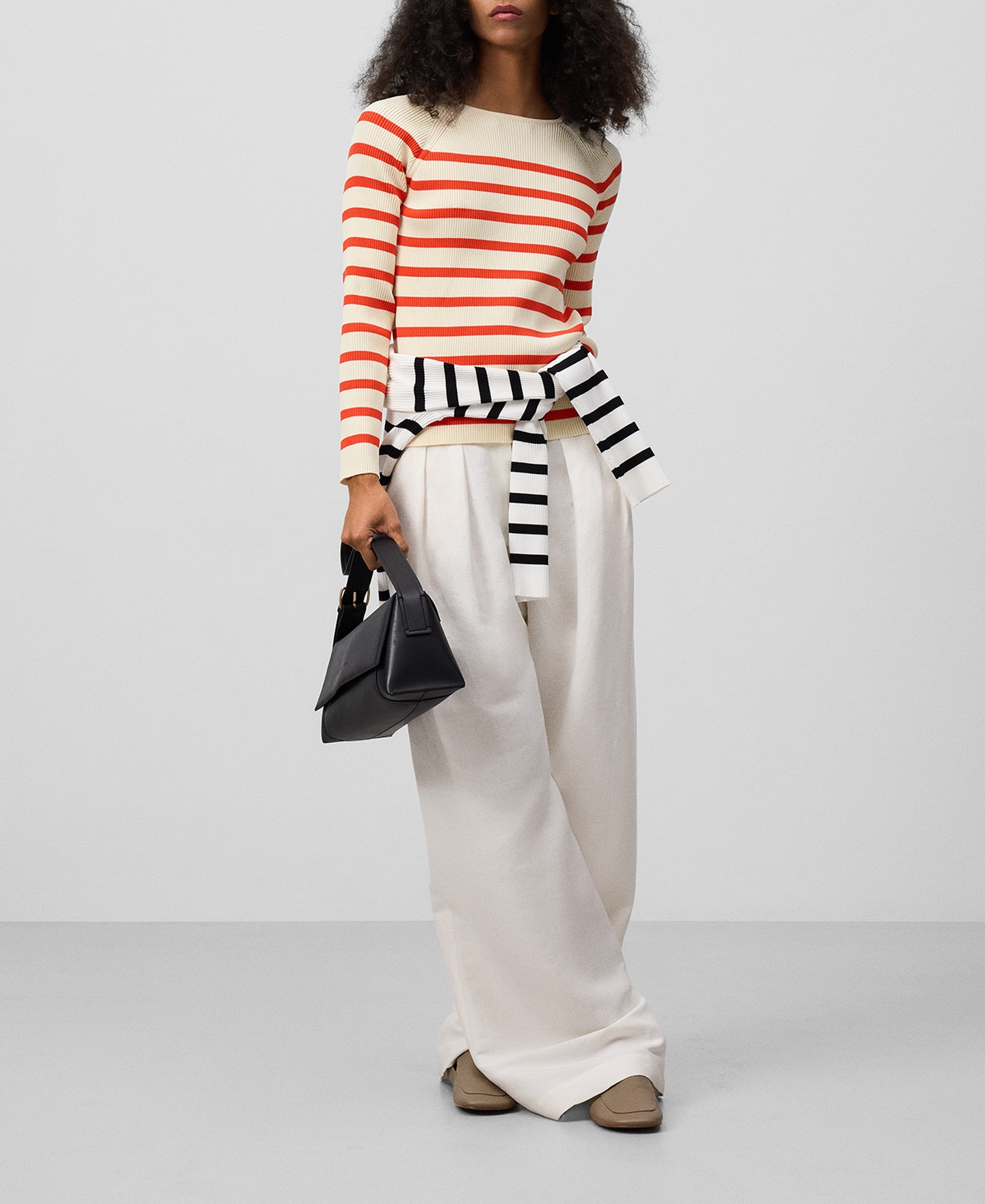 Striped ribbed sweater woman image number 1