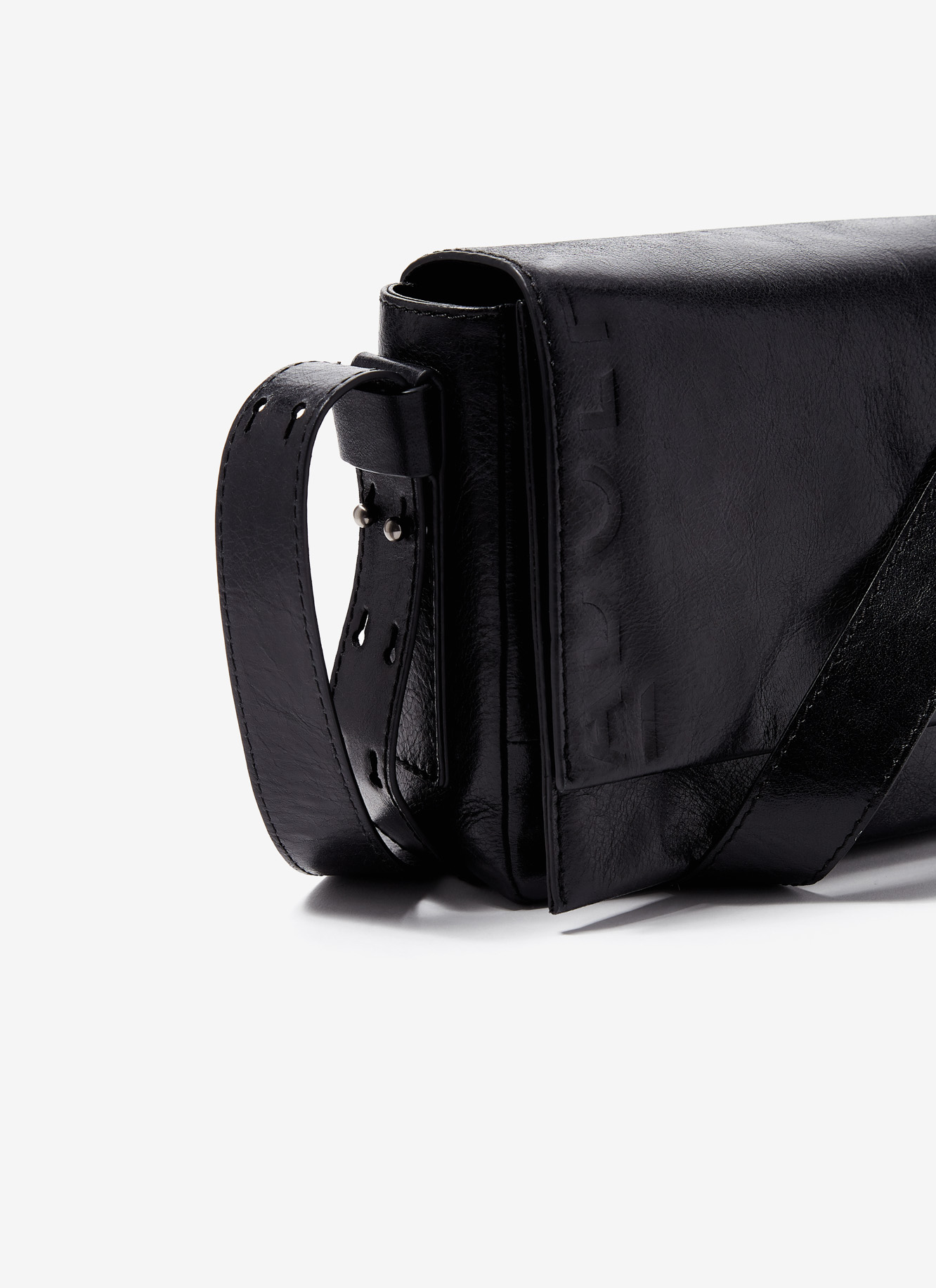 Crackled glossy leather big flap bag image number 1