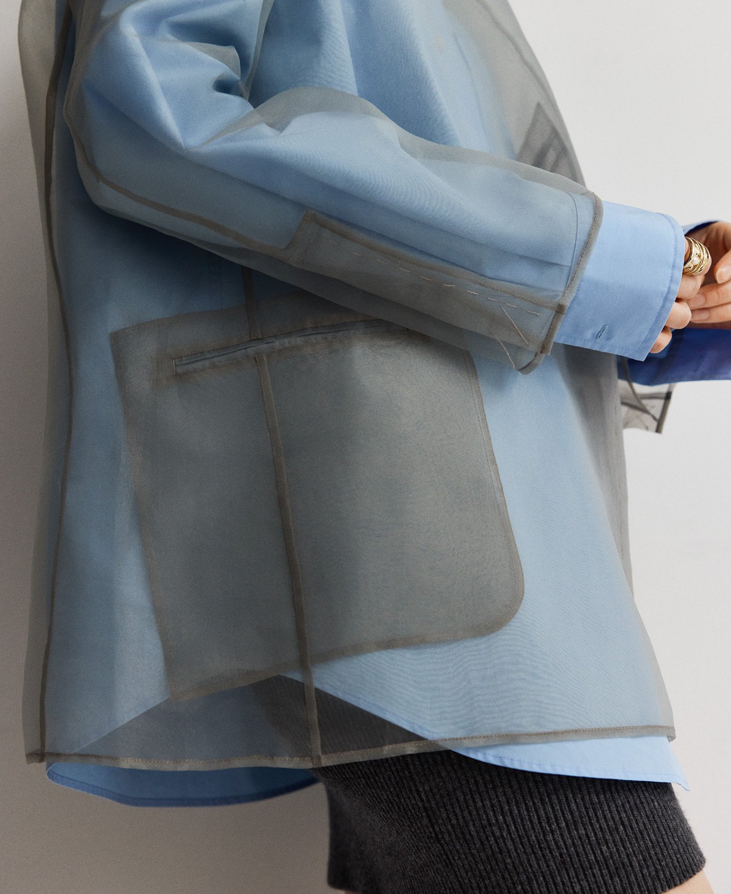 Top transparente piezas de blazer mujer image number 1